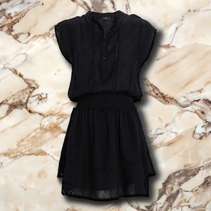 Rails: Angelina Ruffled Linen-Blend Mini Black Sundress